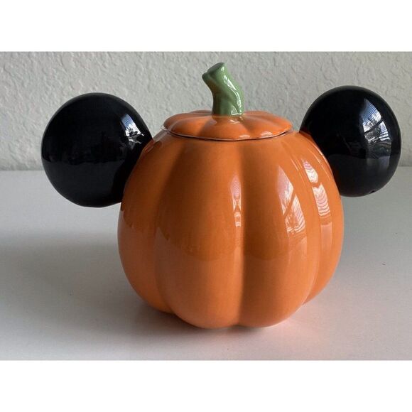 Disney Mickey Mouse Halloween Jack-O’-Lantern Pumpkin Ceramic Cookie Jar NEW - Picture 5 of 9